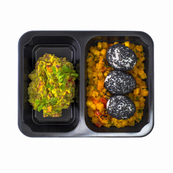 Pečená šťouchaná dýně s vejcem a guacamole
