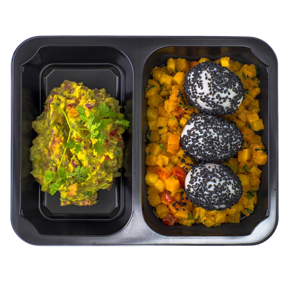Pečená šťouchaná dýně s vejcem a guacamole